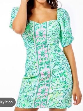 Green and Pink Floral Dress